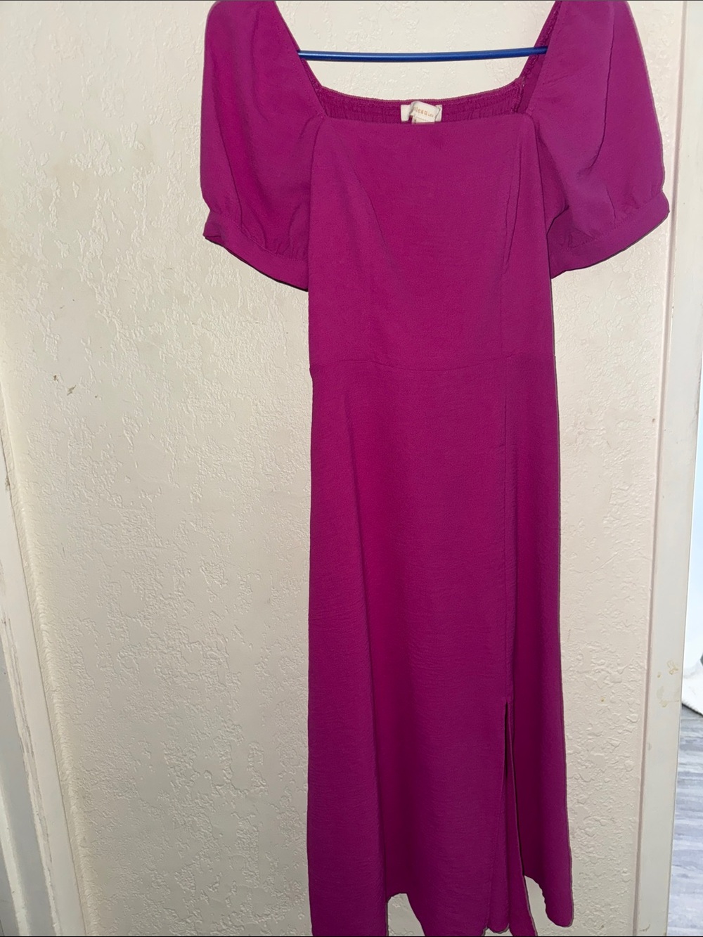Women's Square-Neck Midi Dress in Fuchsia